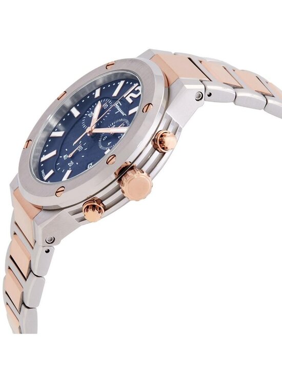 NWT Ferragamo F-80 Chronograph Quartz Blue Dial Men\'s Watch